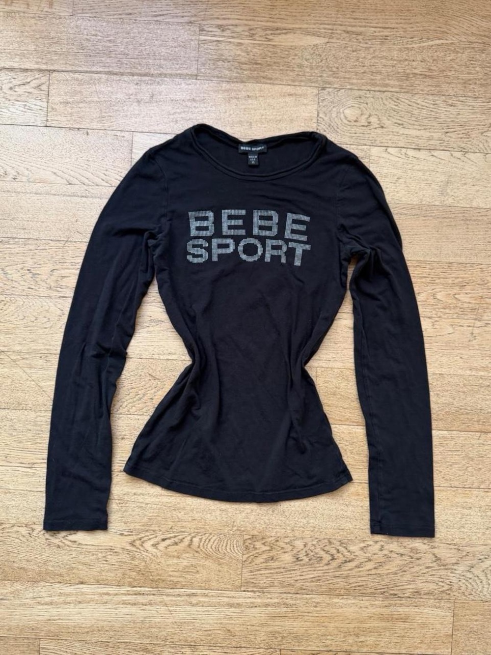 bebe Black Long-Sleeve 'BEBE SPORT' Logo Tee